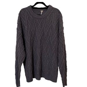 NWT Free People Isla Cable Stitch Tunic Sweater In Shaded Rock/Gray Size Large.